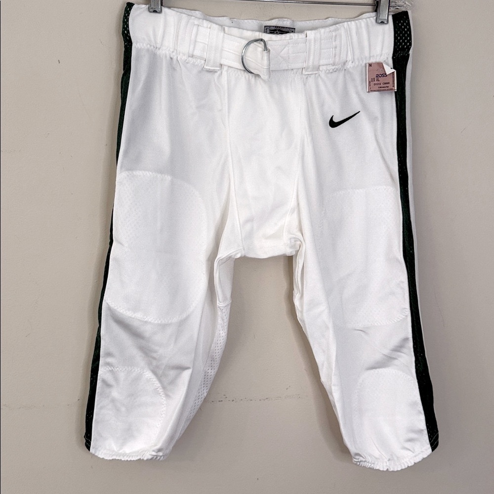 Nike baseball pants in white green mesh leg stripes padded cushioning SZ XL